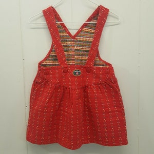 Oshkosh 2T Overalls Dress Red Floral Vestbak Vintage USA Cotton