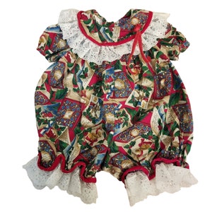 Baby Bonnie 12 Months Christmas 1 Pc Bubble Romper Lace Collar Ruffles