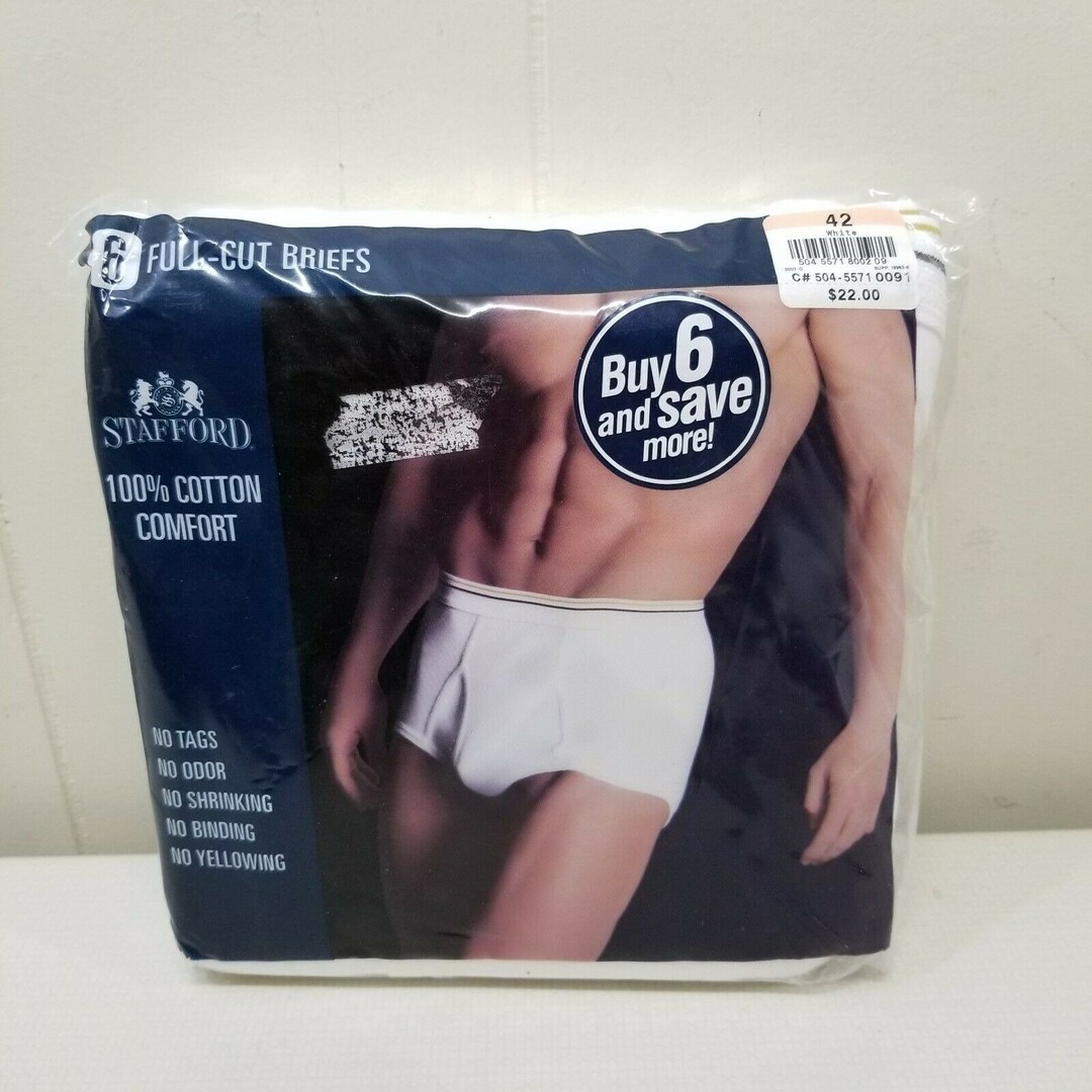 Stafford Size 42 Full Cut Mens Briefs White Vintage Underwear Etsy