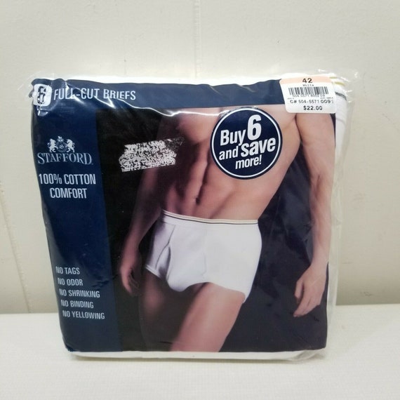 Buy Stafford Size 42 Full Cut Mens Briefs White Vintage Underwear 6 Pack  Online in India 