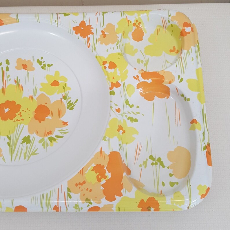 Vintage Dinner Trays Divided Plates Veggie Chip Dip Tray Etsy