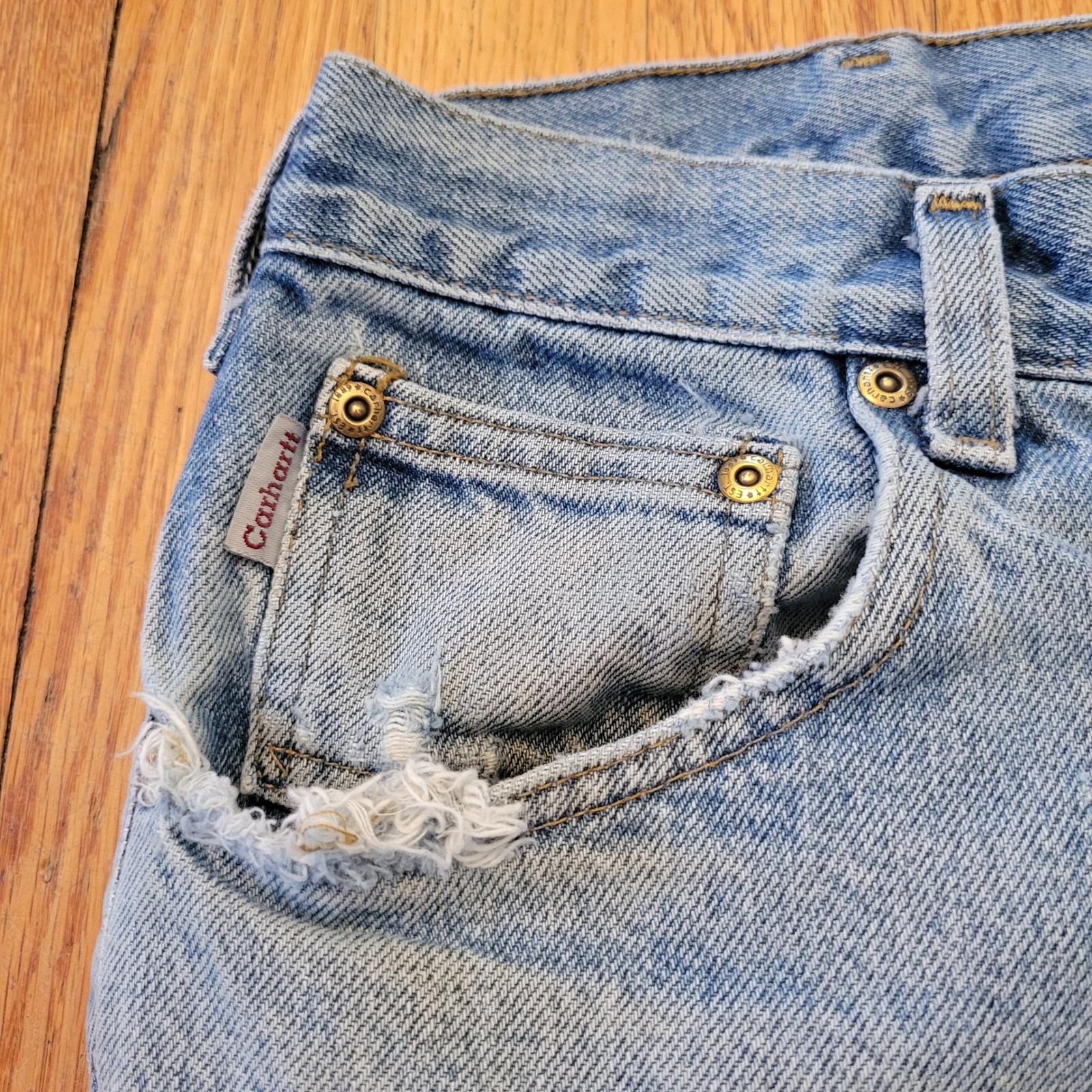 Carhartt Relaxed Fit Light Wash Denim Jeans 36x30 Distressed 