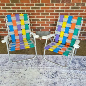 2 Regenbogen Streifen Aluminium Gurtband Rasenstuhl Camping Tragbar Terrasse Grillparty Falten