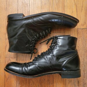 1970s Vintage Stacy Adams Black Leather Lace-Up Ankle Boots Vintage Stacy Adams Leather Ankle Boots: Men main image 2