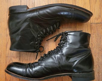 Stacy Adams 10E Madison Boot Black Leather Cap Toe Lace Up Grunge 90s Victorian