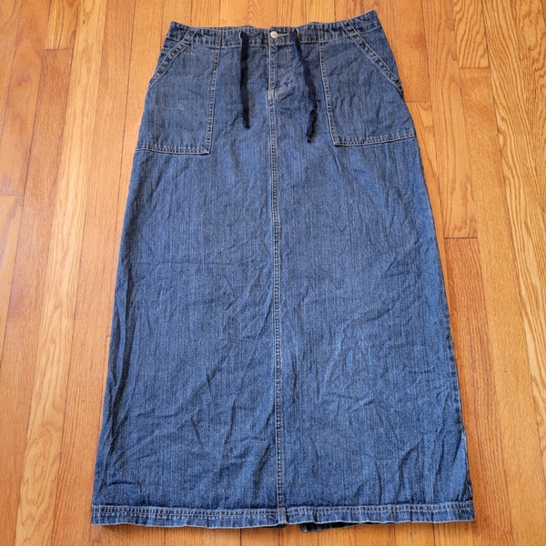 Junction West 8 Blue Jean Denim Skirt Long Modest Maxi Back Slit Pockets