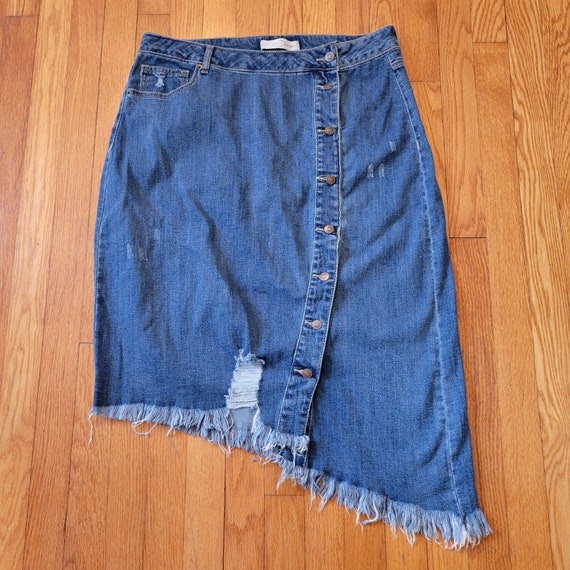 Est 1946 Denim 16 Langer Midi Blauer Jeansrock Bescheidene Kirche 