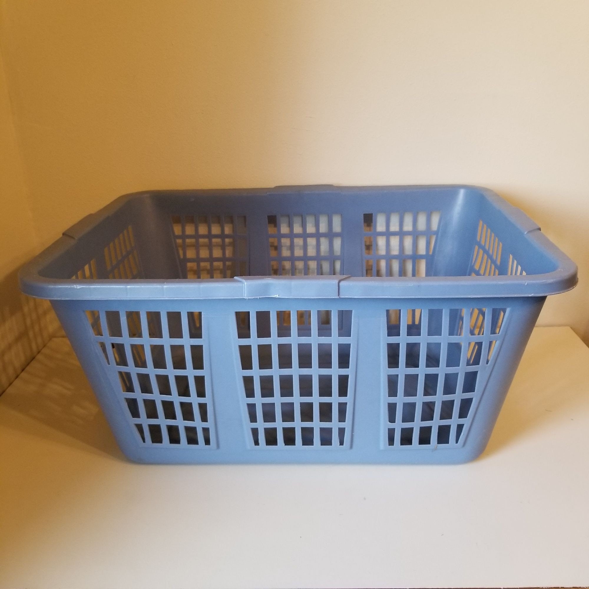 Rubbermaid Blue Plastic Laundry Basket Rectangle Clothes Etsy