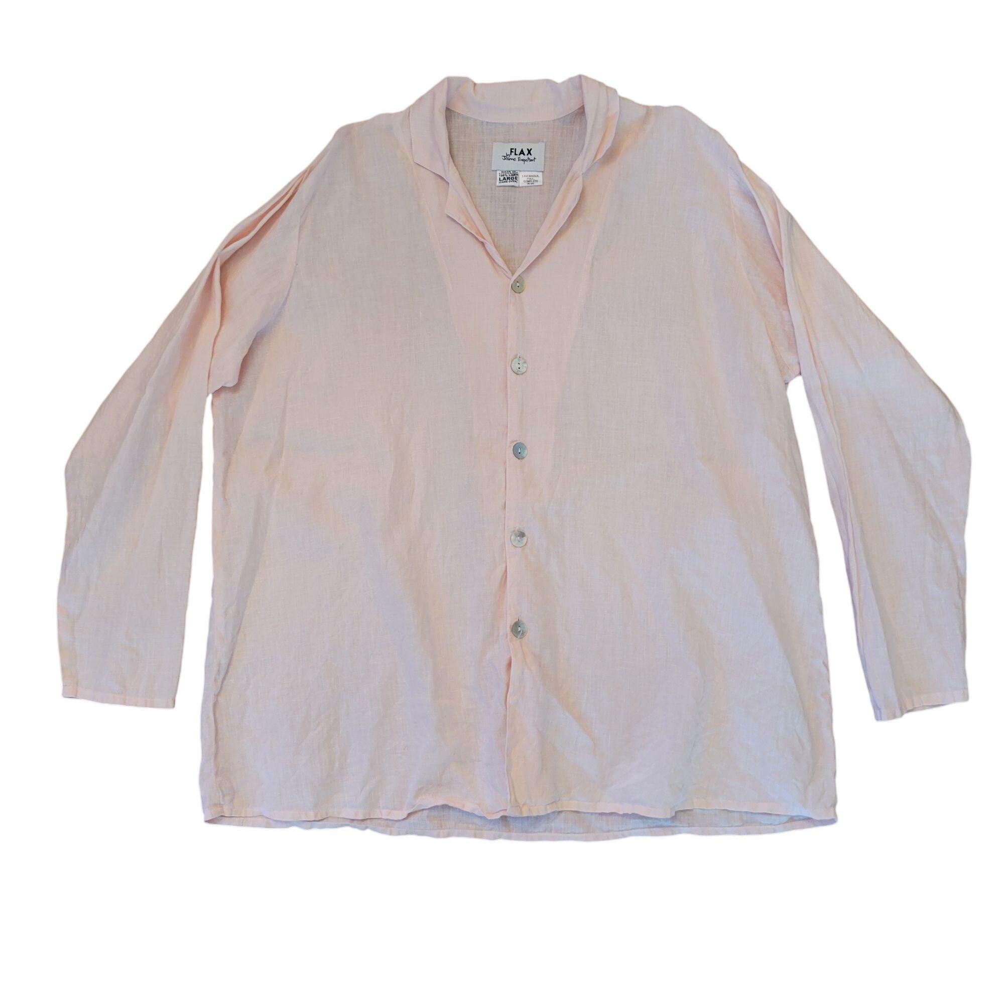 FLAX by Jeanne engelhart　リトアニア製　リネン　コート Vintage FLAX by Jeanne Engelhart Shirt Size Petite Striped