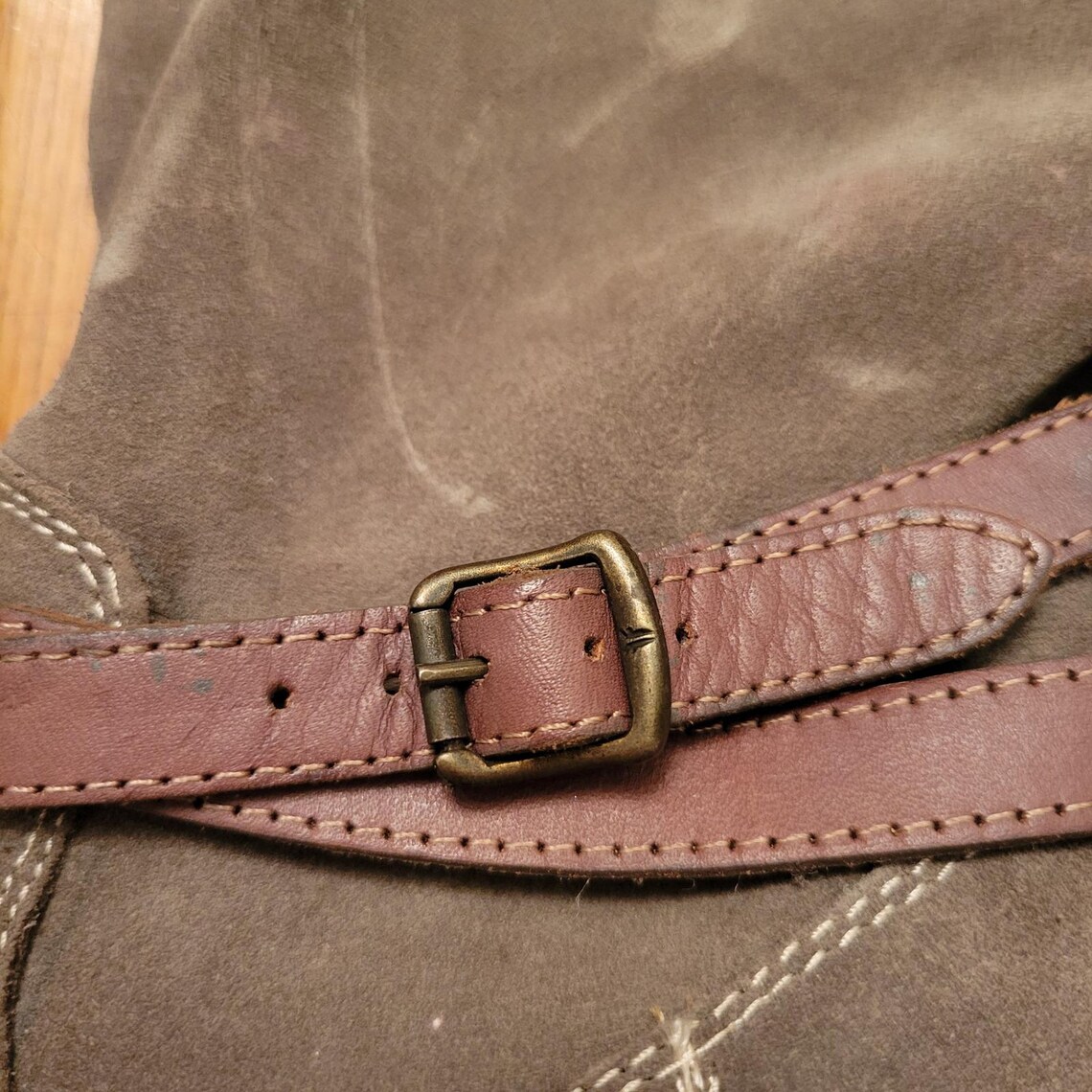 FRYE Oiled Fatigue Suede Leather Buckle Strap Tall Boots 10B JANE Boho Western, foto 2 di 5