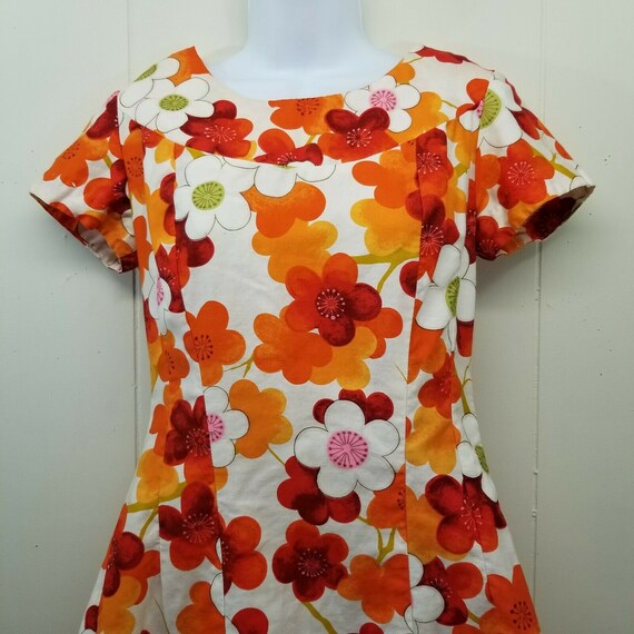 Ui Maikai Orange Floral Dress Made In Hawaii Drap… - image 2