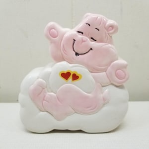 Care Bears Bank Ceramic Pink Hearts Vintage 1986 Kids Baby Nursery Home Decor