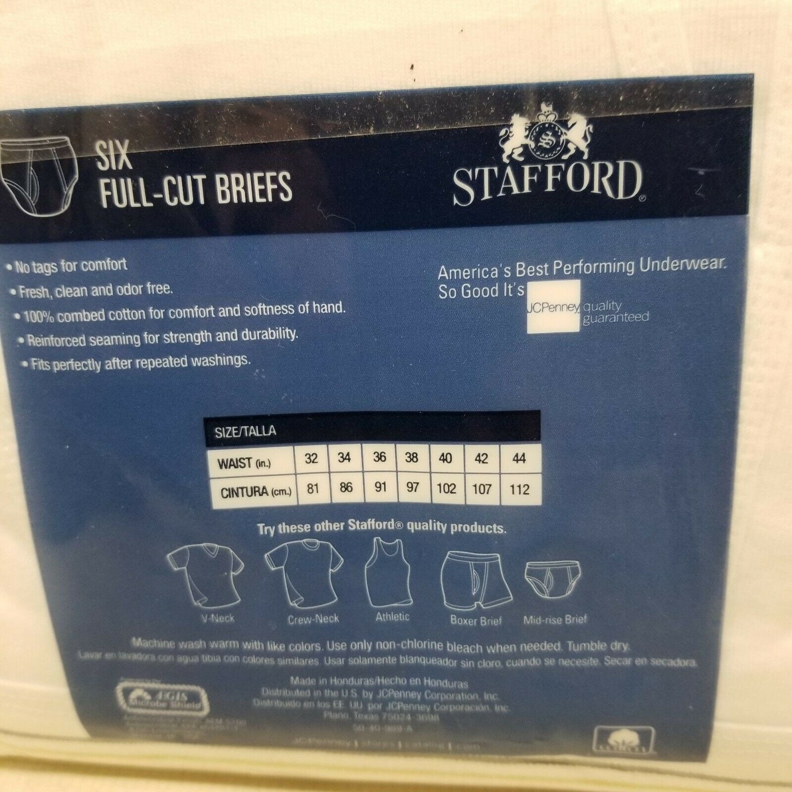 Stafford Size 42 Full Cut Mens Briefs White Vintage Underwear 6 Pack 