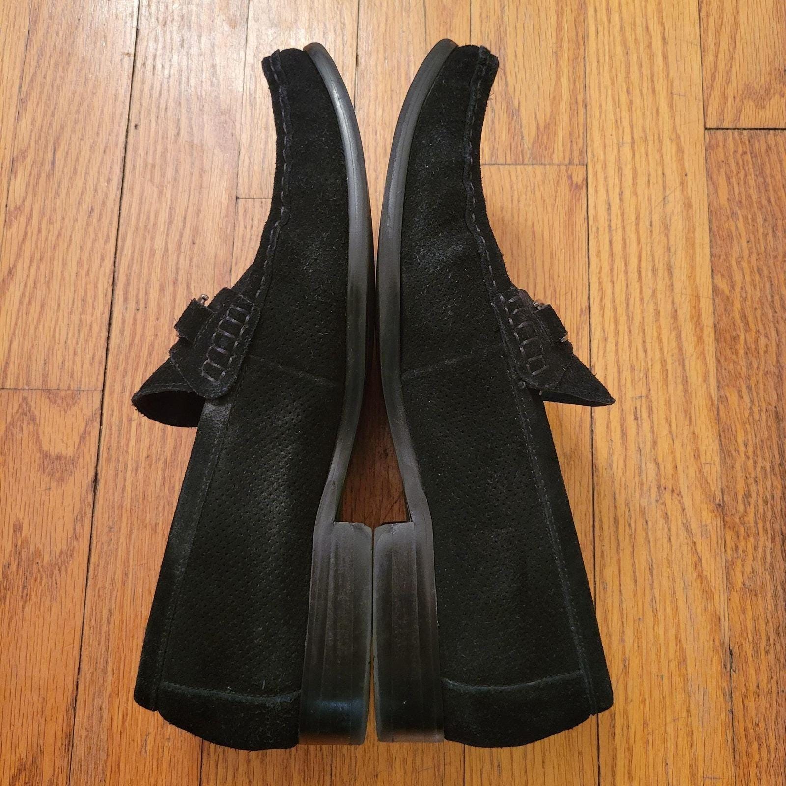 Saks Fifth‎ Avenue Black Leather Loafers Metal Horse Bit Accent 8 DONATELLO Horse Bit Loafers - Etsy main image 2
