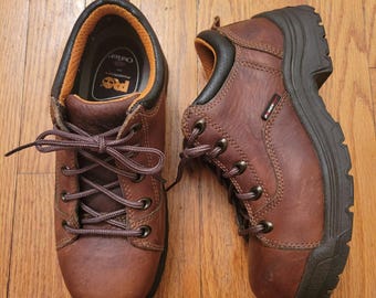 Timberland Pro Work Shoes Brown Leather Oxfords EH Safety 6M Reinforced Toe Y2K