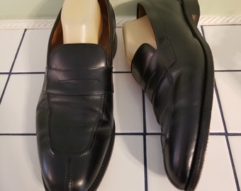 Allen Edmonds 12D GLASGOW Black Leather Dress Shoes Split Toe Loafers Preppy
