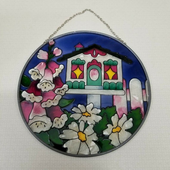 Glass Art Hand Painted Glass Bird Sun Catcher Joan Baker Designs