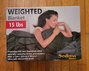 Manta con peso Sedona House de 6,8 kg (15 libras), 122 x 182 cm (48 x 72 pulgadas), felpa de microfibra ultrasuave, color gris, tamaño individual.