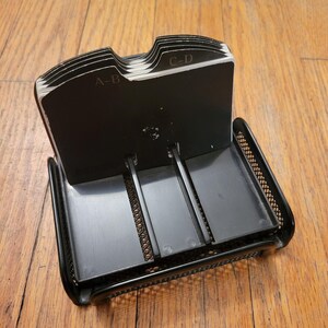 Rolodex Desktop Card File Black Mesh Metal Industrial Memorydex Address Book