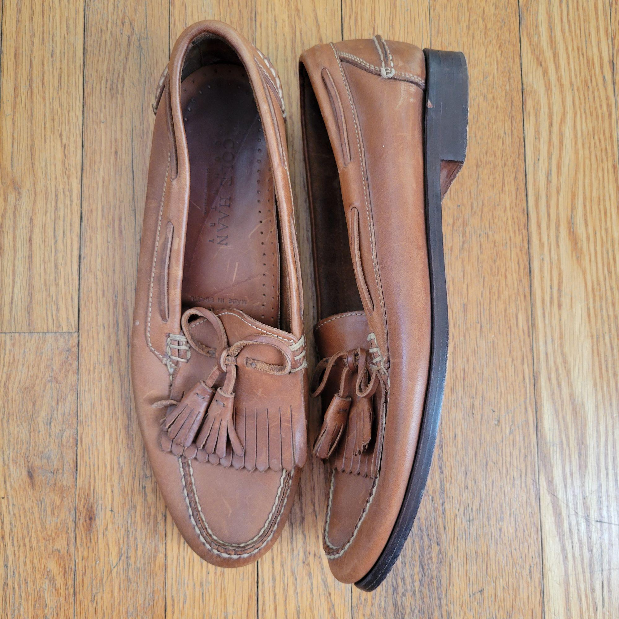 Men\'s tan suede kiltie Cole Haan loafers Cole Haan Shoes Mens Kiltie Tassel Loafers Brown Leather  main image 2