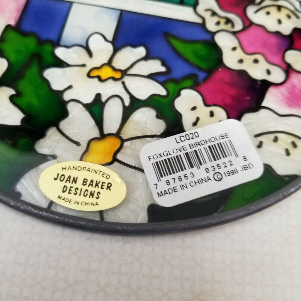 Joan Baker Designs Stained Glass Sun Catcher Hand Painted Bird Etsy