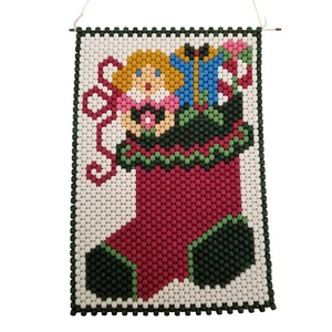 Beaded Wall Hanging Doll Present Stocking Christmas Holiday Decor