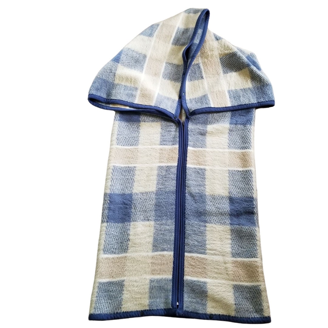 Biederlack Cuddle Wrap Stadium Blanket Blue Plaid Gingham Check Fleece Throw USA Etsy