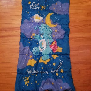 Care Bears Kids Sleeping Bag Follow Your Dreams Vintage 90s Camping Sleepover image 4