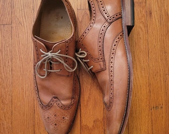 Cole Haan Air 12M Tan Brown Leather Dress Shoes Wingtips