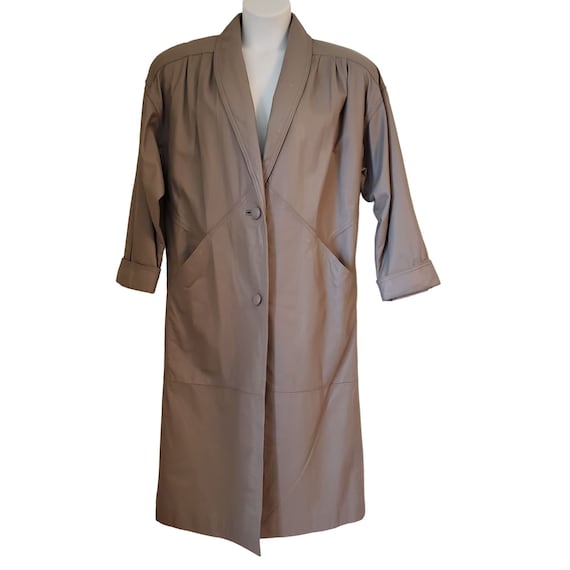 Vintage Jacqueline Ferrar M Beige Leather Trench Coat Oversized Slouch Structured Pockets 80s 90s Etsy