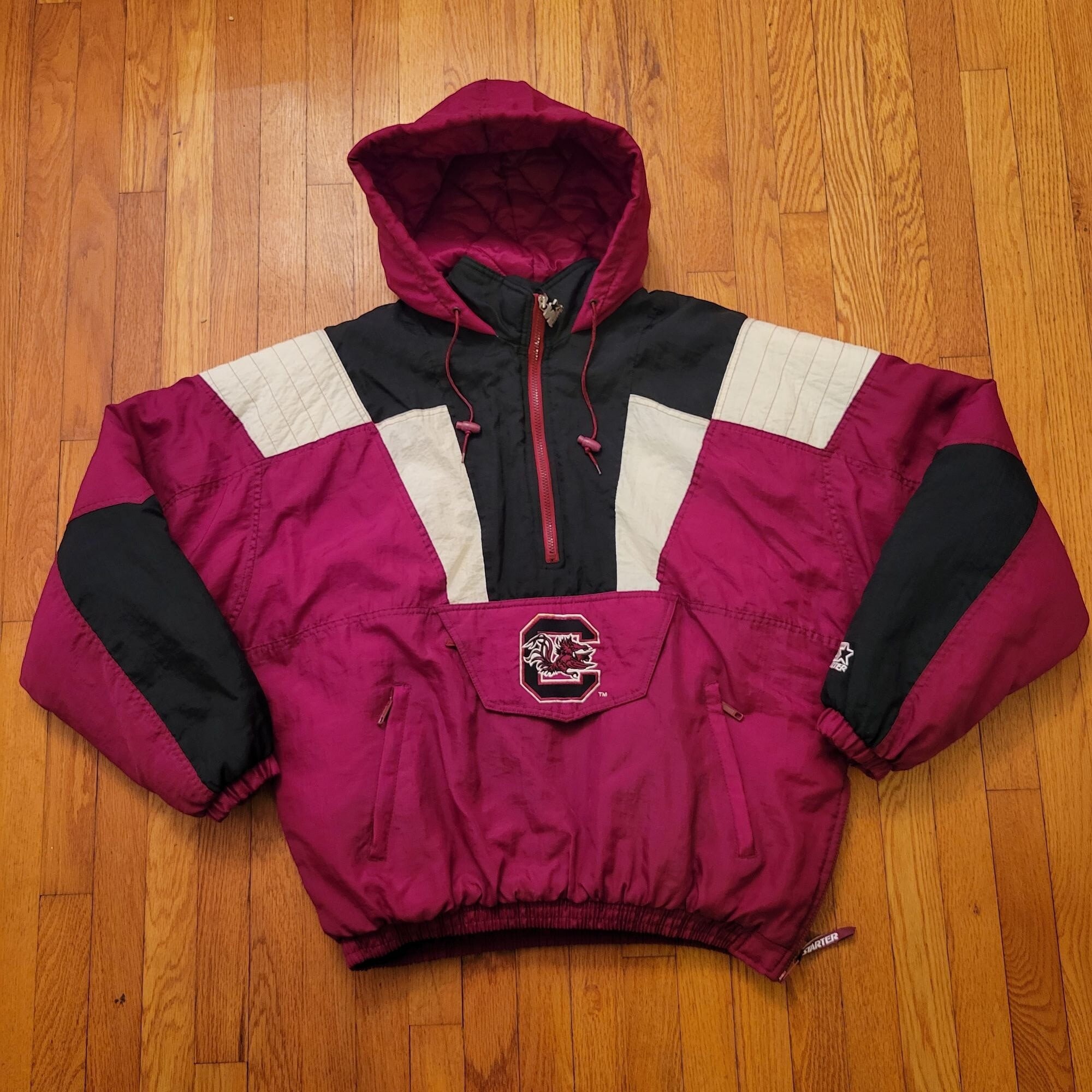 South Carolina Gamecocks Starter Jacket Coat XL Hood Red Black 