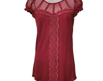 Free People S Lace Babydoll Y2K Top Sheer Cap Sleeves Boho Coquette Chic Summer