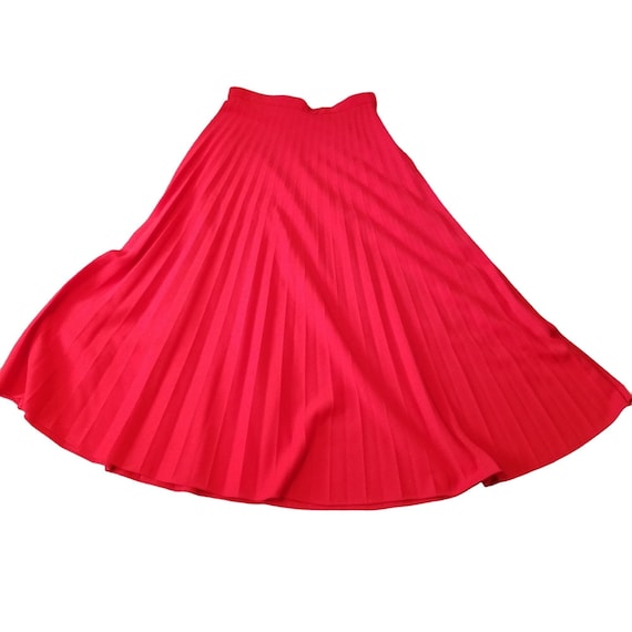 Vintage Malbe Red Pleated Skirt 15 16 Long Maxi Mo