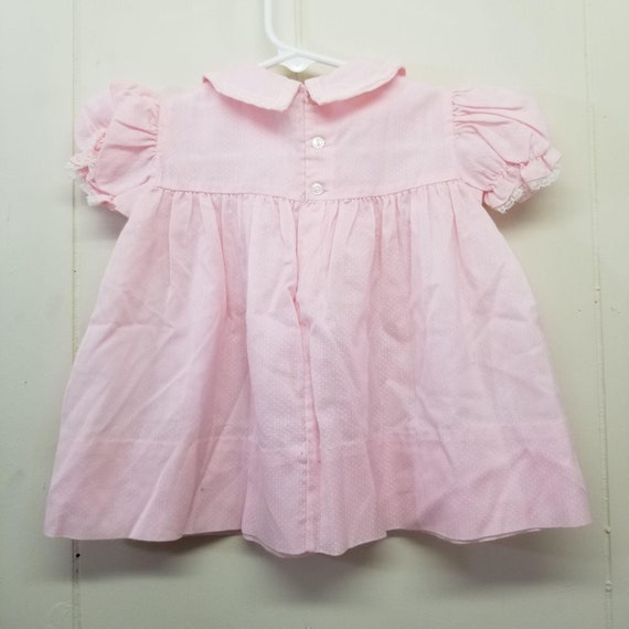 Vintage Baby Girl Pink Smocked Dress Full Circle 12 M… - Gem
