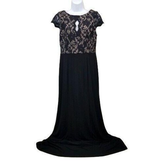 eliza j dress black lace Maxi 6 Nude Keyhole Cap Sleeves Gown Formal Maxi attribute:embellishments:fringed Dorothy Perkins Women's Velvet Size:12P The scuba fabrication in