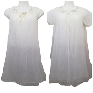 Peignoir M Bridal Set Nightgown Robe Negligee Cover Up Sheer Chiffon Lace Lingerie