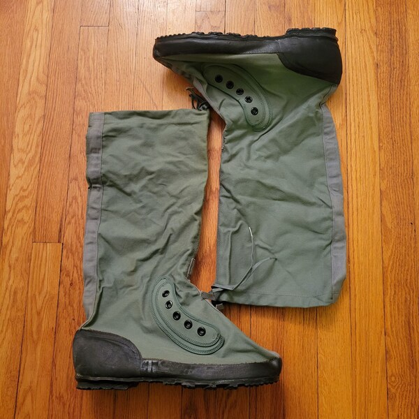 Mens XL Green Tall Canvas Military Combat Boots Extreme Cold Weather Mukluk Arctic 90s