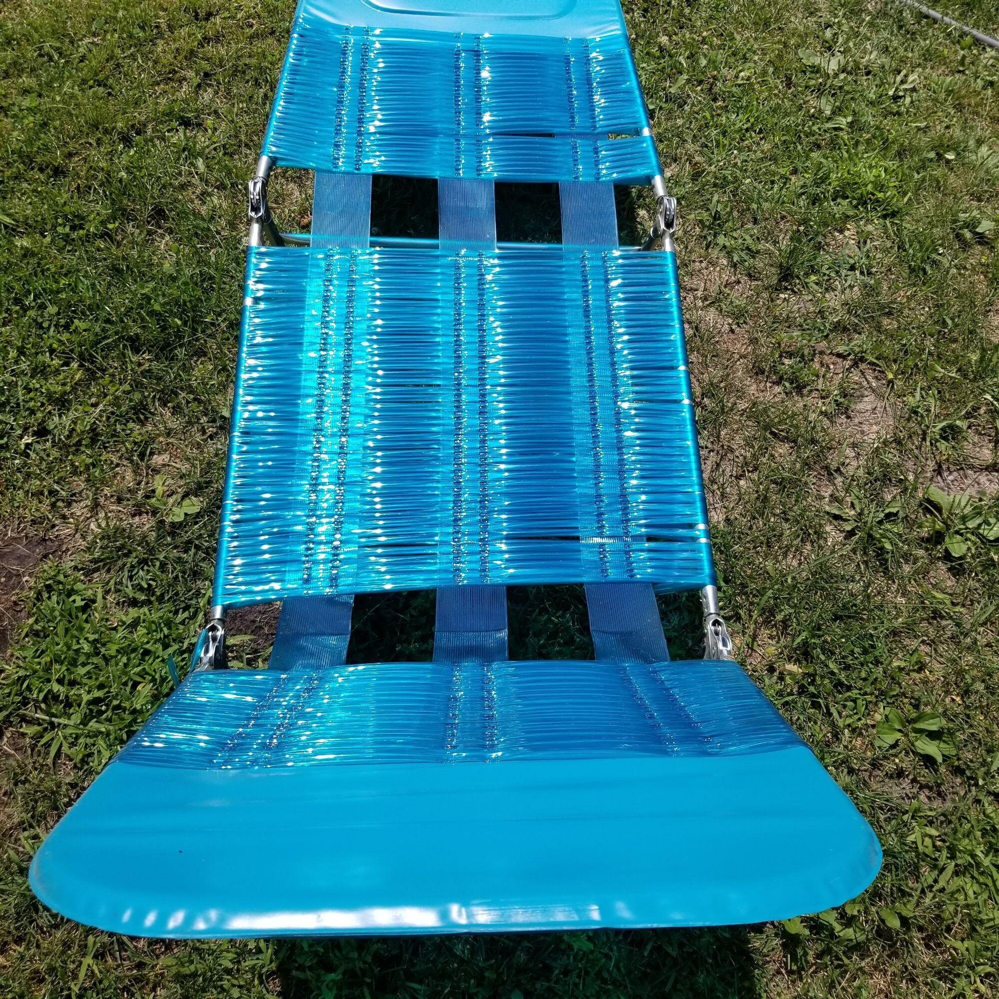 Blue Jelly Webbed Lounge Lawn Chair Camping Portable Patio BBQ | Etsy