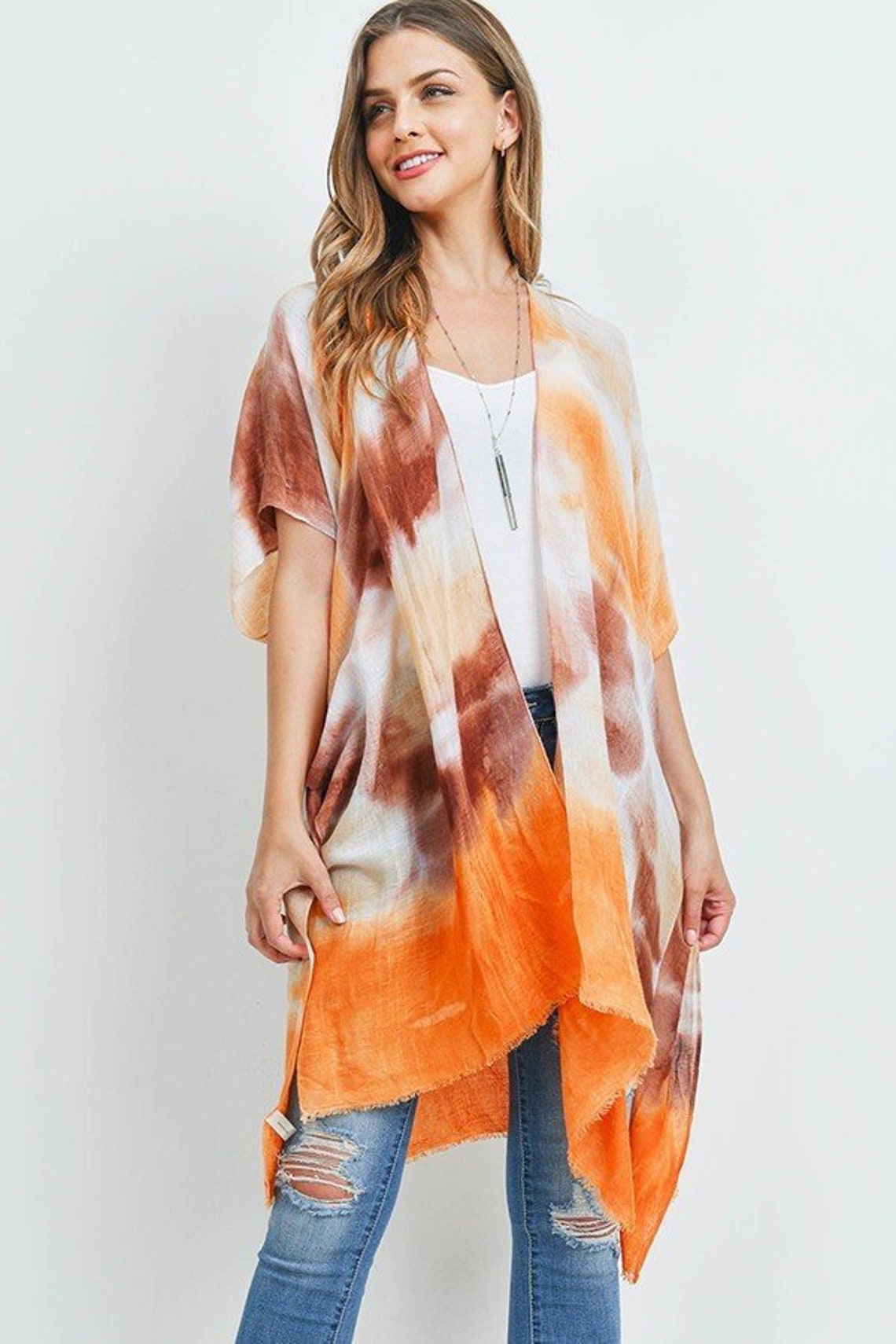 Kimono Daisy Pink Abstract Bohemian Kimono With Floral Etsy UK