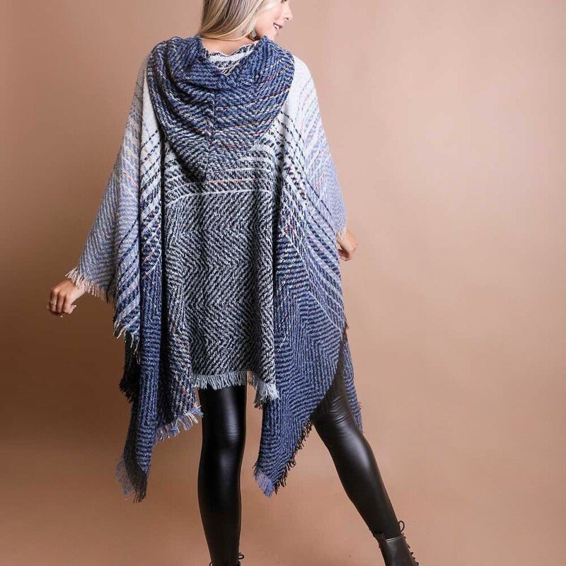 ROUND NECK PONCHO WITH POCKETS SOLID BLACK