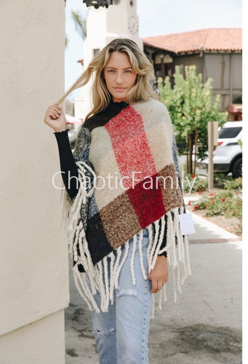 Ruana Poncho With Bohemian Pattern Woman's Poncho Black - Etsy