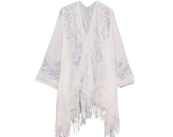Lace Kimono White Bridesmaid Wrap