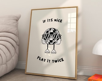 Cartel de tocadiscos vintage, impresión de arte de pared de música retro, regalo para amantes del vinilo, decoración de sala de música, cartel de música, regalo para entusiastas de la música