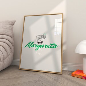 Spicy Margarita Poster, Retro Cocktail Art Print, Kitchen Wall Decor, Bar Decor, Vibrant Drink Print, Unique Gift for Cocktail Lovers