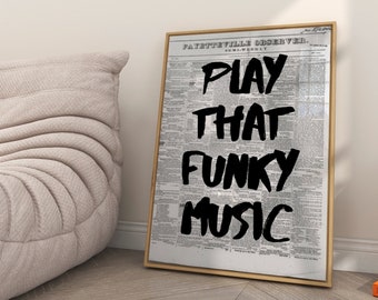 Play That Funky Music Poster Retro Wall Art Print - Vintage Music Decor - Funky Music Poster for Living Room, Bedroom, Dorm