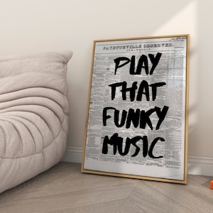 Play That Funky Musik Poster Retro Wand Kunst Druck - Vintage Musik Dekor - Funky Musik Poster für Wohnzimmer, Schlafzimmer, Wohnheim