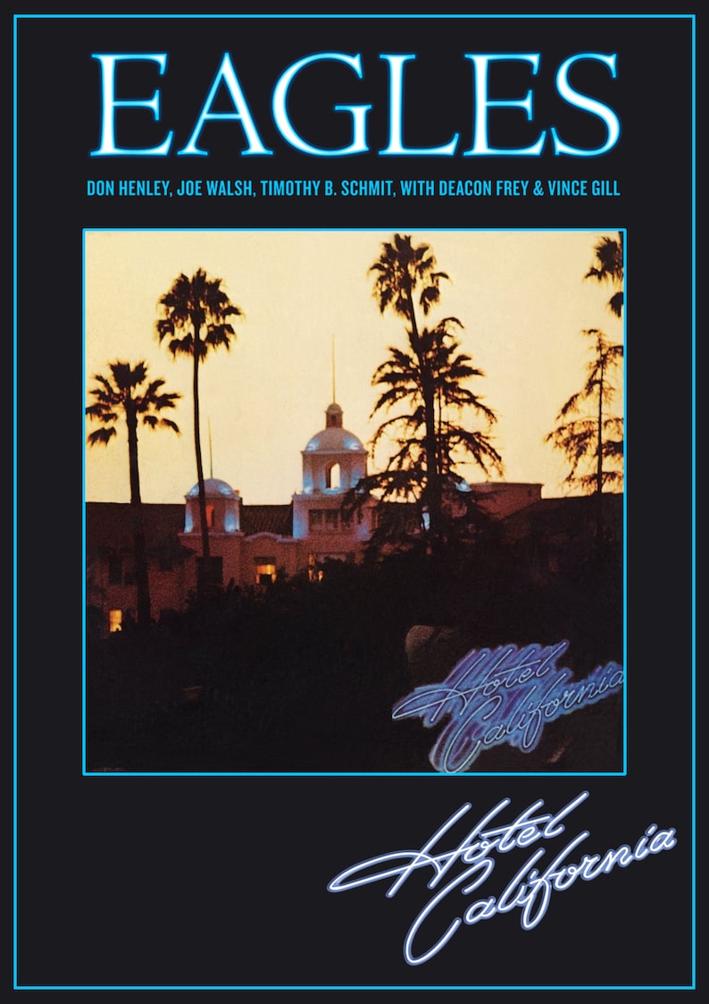 Eagles Hotel California Poster Etsy