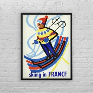 Skiing in France - Retro Ski Poster