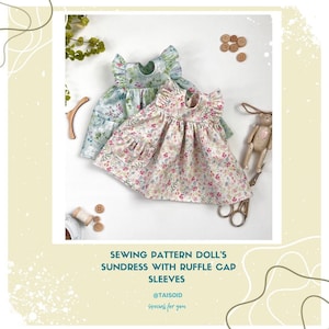 Sewing pattern Waldorf doll's sundress with ruffle cap sleeves PDF master class Small play doll Making dress INSTANT DOWNLOAD Taisoid