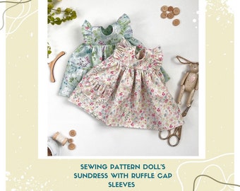 Sewing pattern Waldorf doll's sundress with ruffle cap sleeves PDF master class Small play doll Making dress INSTANT DOWNLOAD Taisoid